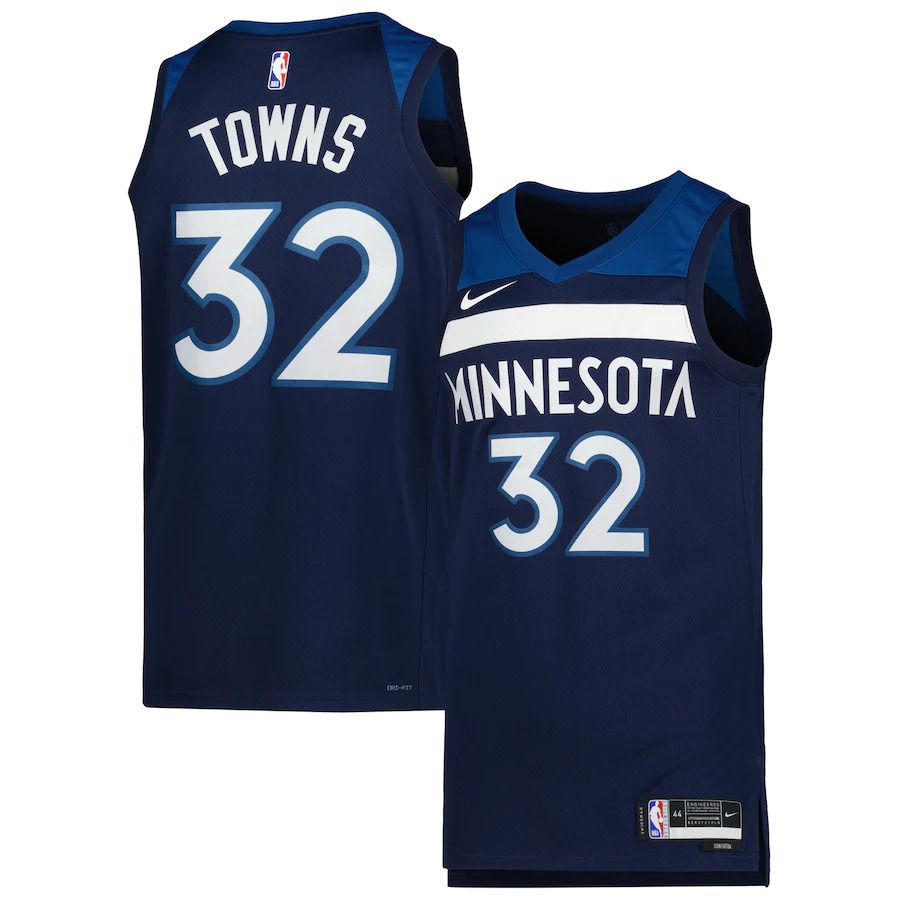 Men Minnesota Timberwolves #32 Karl-Anthony Towns Nike Navy Icon Edition 2022-23 Swingman NBA Jersey->youth nba jersey->Youth Jersey